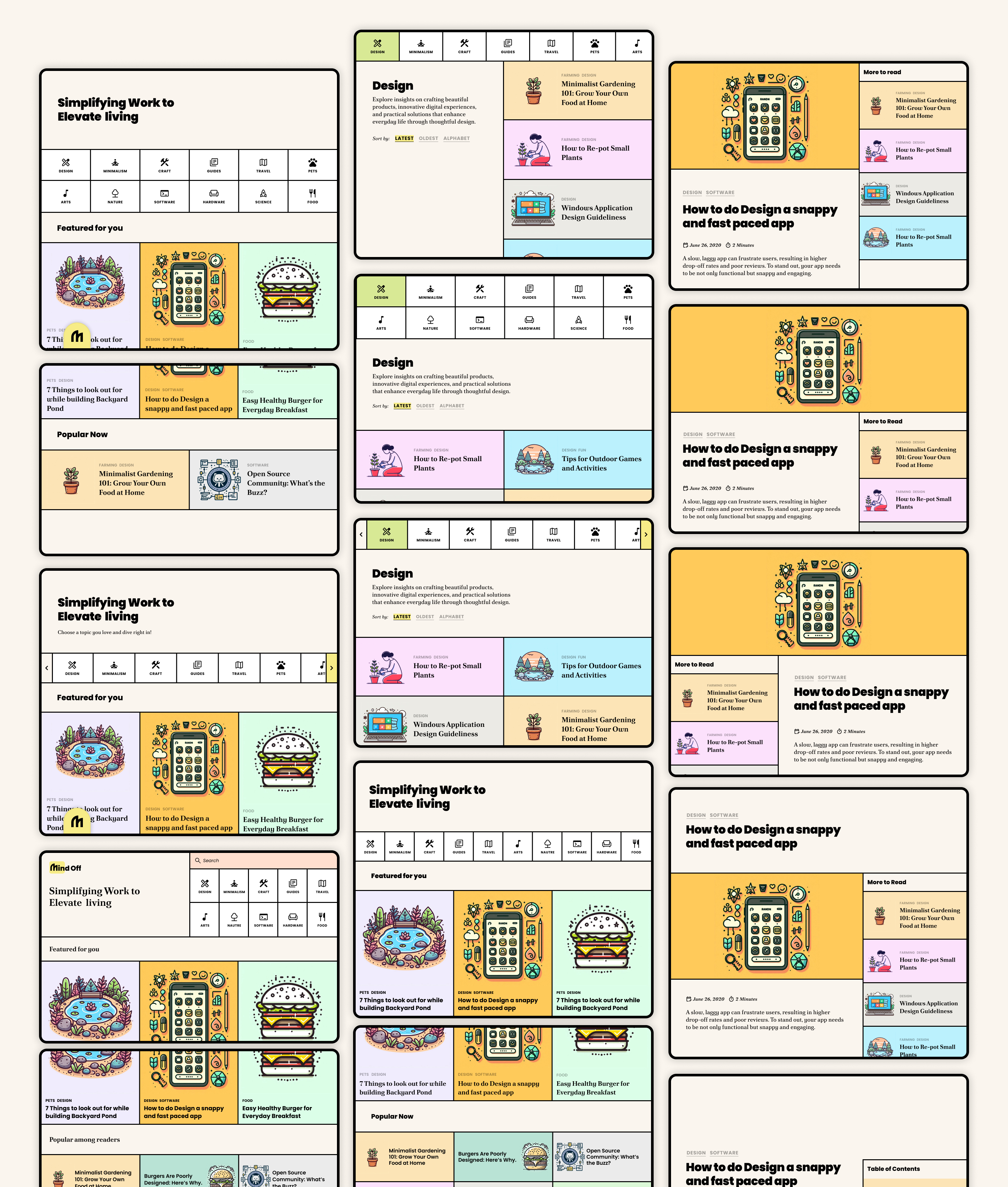 Original concept: desktop layout showing the same app-like visual language